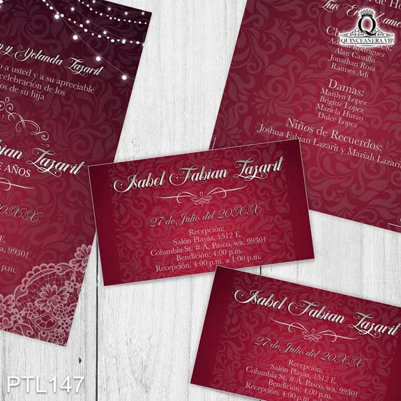 Invitaciones de 15 Años de Vintage damask PTL147