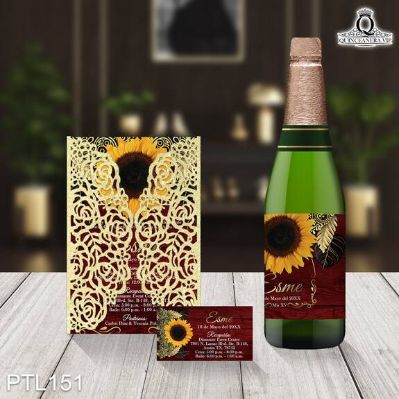 Invitaciones de Quinceañera de Flores girasoles PTL151 - PTL151