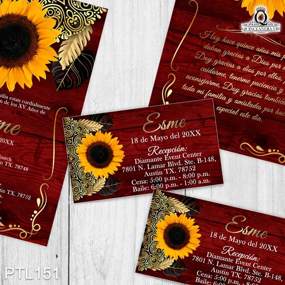 Invitaciones de Quinceañera de Flores girasoles PTL151 - PTL151
