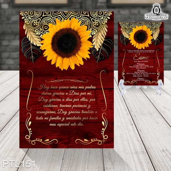 Invitaciones de Quinceañera de Flores girasoles PTL151 - PTL151