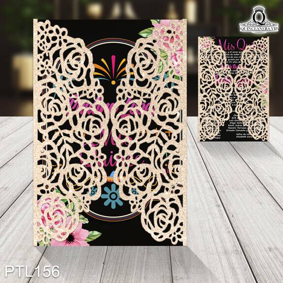 Invitaciones de Quinceañera Estilo Mexicano y Flores PTL156 - PTL156