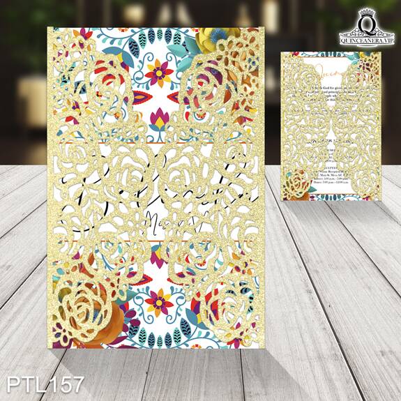 Invitaciones de Quinceañera de Flores Estilo Mexicano PTL157 - PTL157