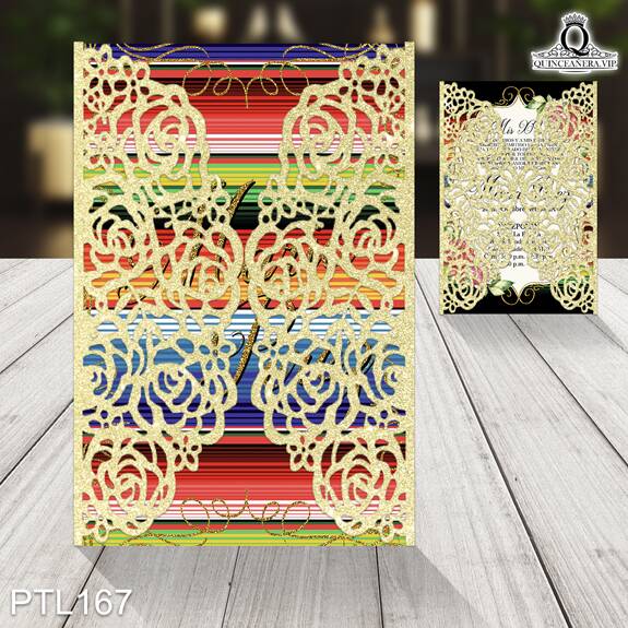 Invitaciones de 15 Años de Fiesta Mexicana zarape PTL167