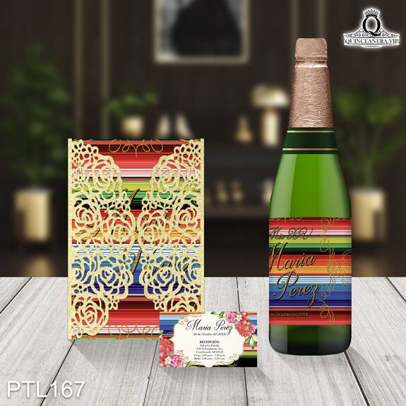 Invitaciones de 15 Años de Fiesta Mexicana zarape PTL167