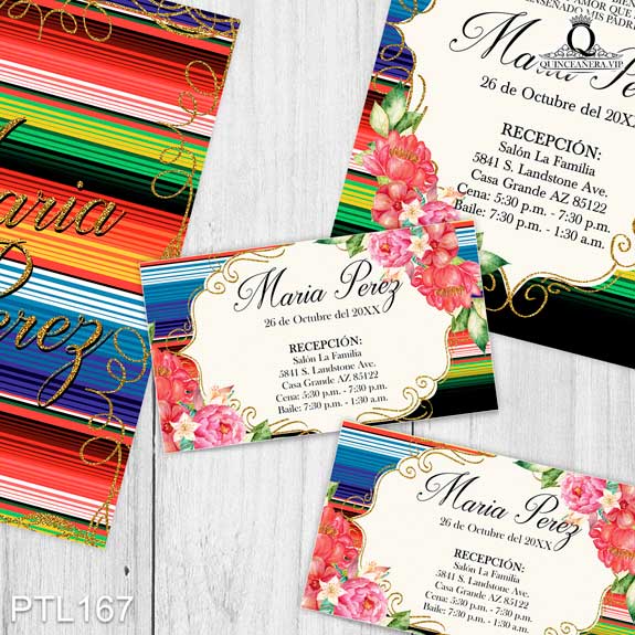 Invitaciones de 15 Años de Fiesta Mexicana zarape PTL167