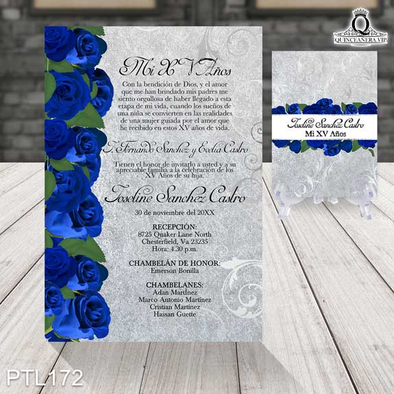 Invitaciones de Quinceañera de Flores Purpurina PTL172 - PTL172