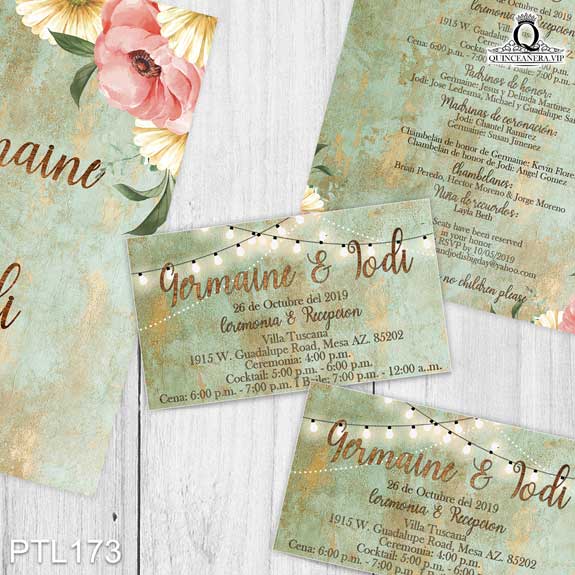 Invitaciones de 15 Años de Vintage flores PTL173