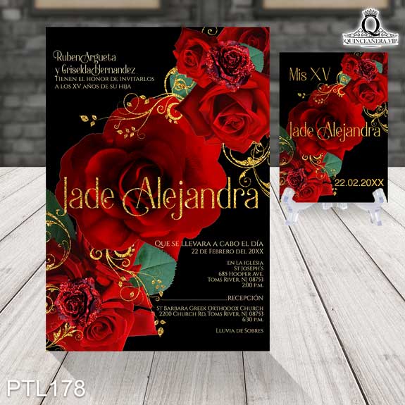 Invitaciones de Quinceañera de Flores rosas PTL178 - PTL178