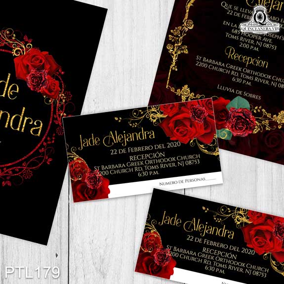 Invitaciones de Quinceañera de Flores rosas PTL179 - PTL179