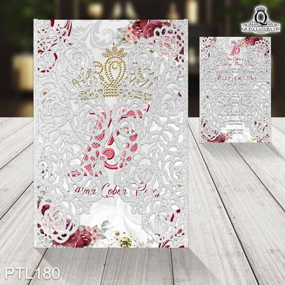 Invitaciones de Quinceañera de Coronas Mariposas PTL180 - PTL180