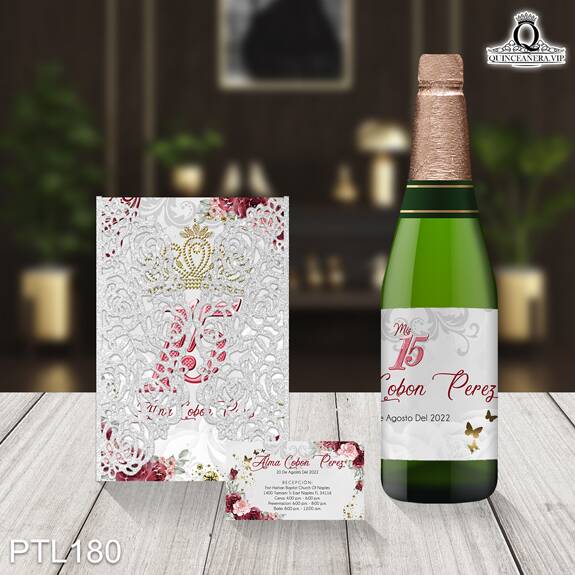 Invitaciones de Quinceañera de Coronas Mariposas PTL180 - PTL180