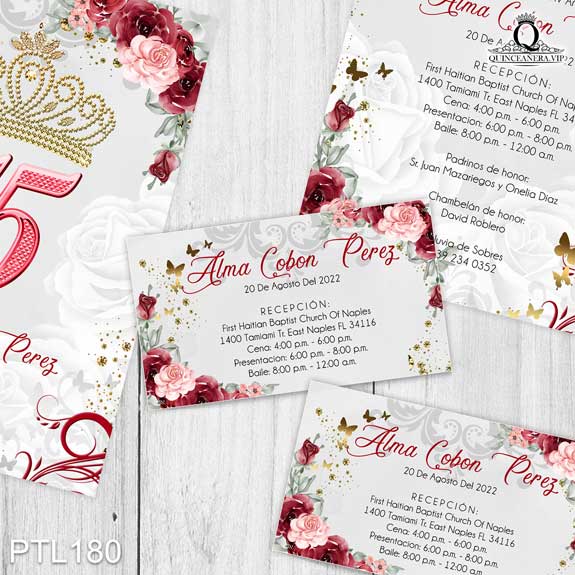 Invitaciones de Quinceañera de Coronas Mariposas PTL180 - PTL180