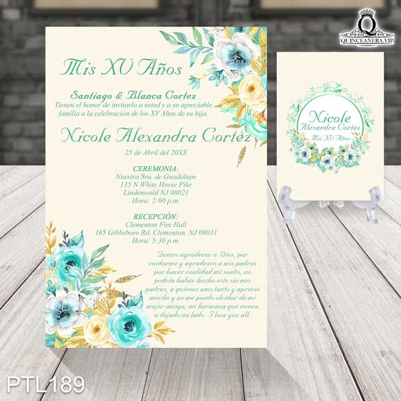 Invitaciones de Quinceañera de Flores de clavel PTL189 - PTL189