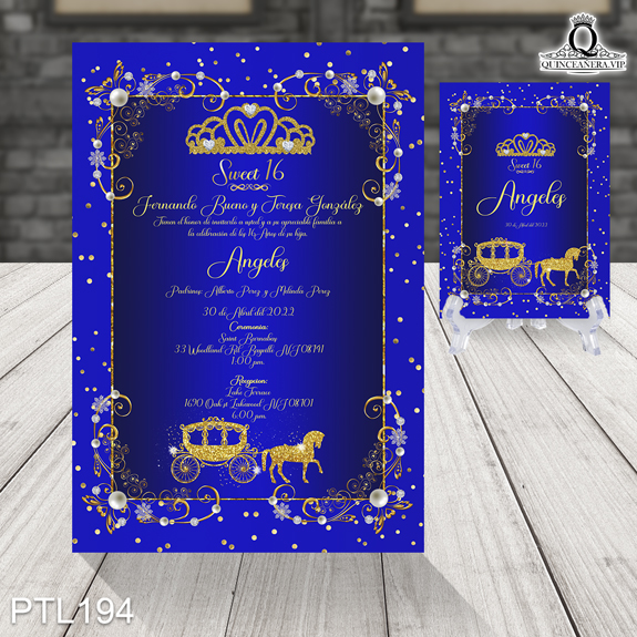 Invitaciones de 15 Años de Realeza carruaje PTL194