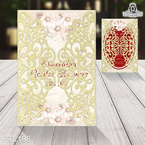 Invitaciones de Quinceañera de Perlas Flores PTL198 - PTL198