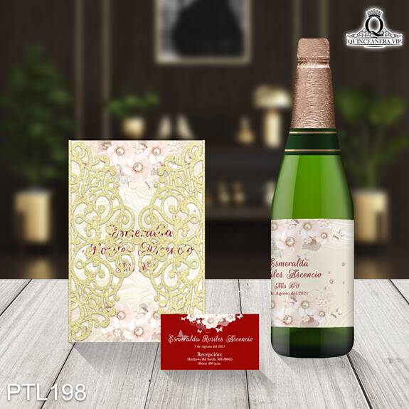 Invitaciones de Quinceañera de Perlas Flores PTL198 - PTL198