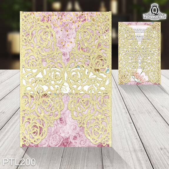 Invitaciones de Quinceañera Cama de Rosas Paraguas PTL200 - PTL200