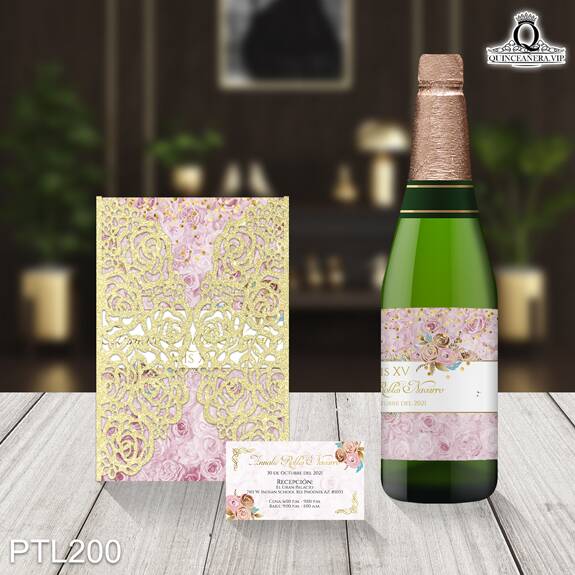 Invitaciones de Quinceañera Cama de Rosas Paraguas PTL200 - PTL200