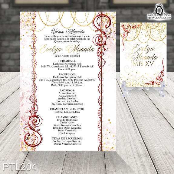 Invitaciones de Quinceañera de Glamuroso joyas PTL204 - PTL204