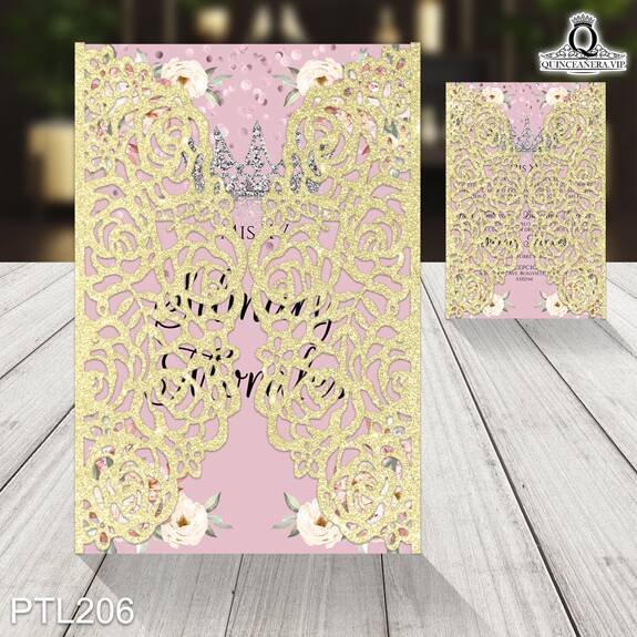 Invitaciones de Quinceañera de Flores Coronas PTL206 - PTL206