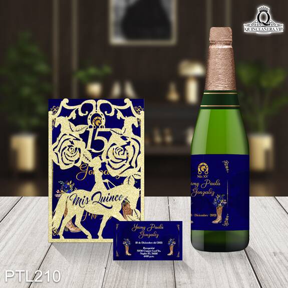 Invitaciones de Quinceañera de Vaquero flores PTL210 - PTL210