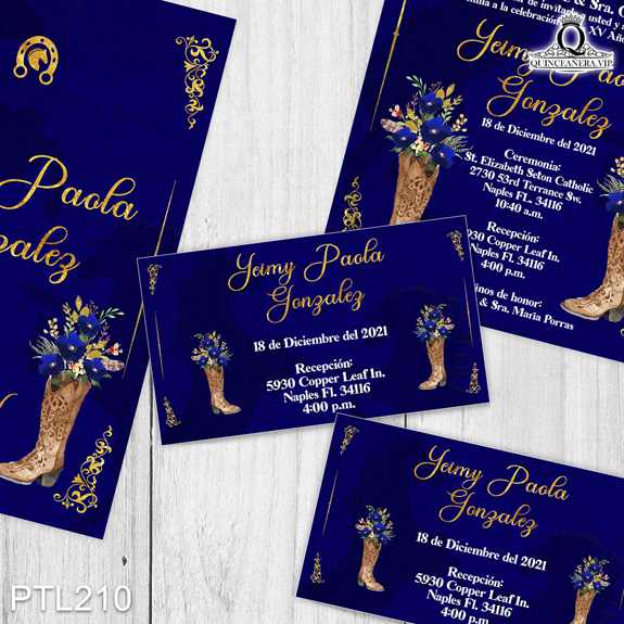 Invitaciones de Quinceañera de Vaquero flores PTL210 - PTL210