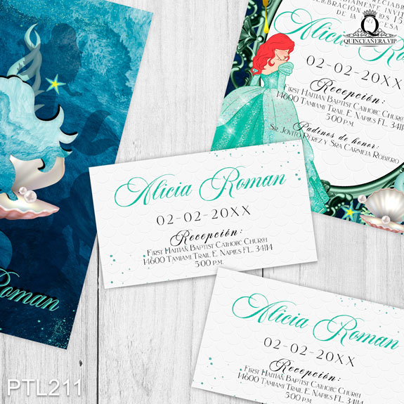 Invitaciones de 15 años de la Princesa Ariel - PTL211