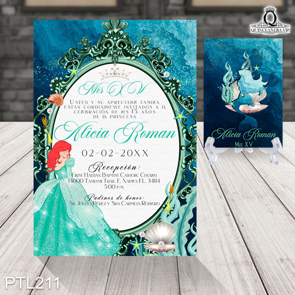 Invitaciones de 15 años de la Princesa Ariel - PTL211
