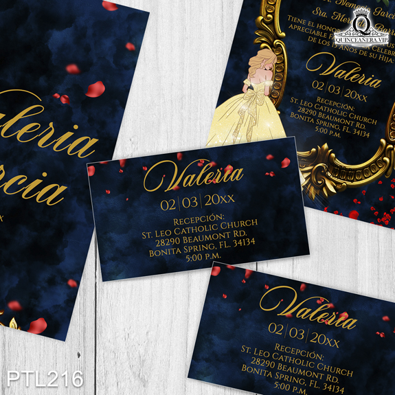 Invitaciones de 15 años de la Princesa Bella - PTL216