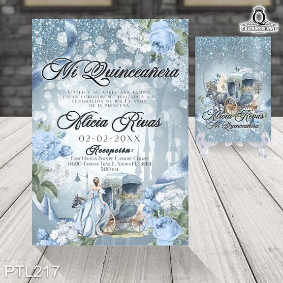Invitaciones de 15 años de la Princesa Cenicienta - PTL217