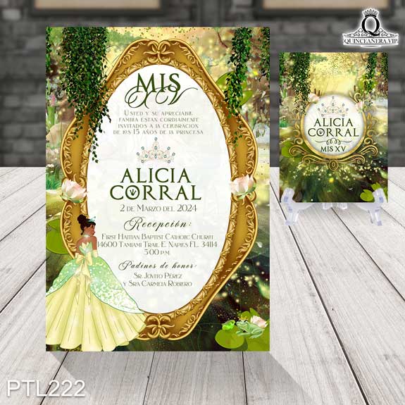 Invitaciones de XV años de la Princesa Tiana - PTL222