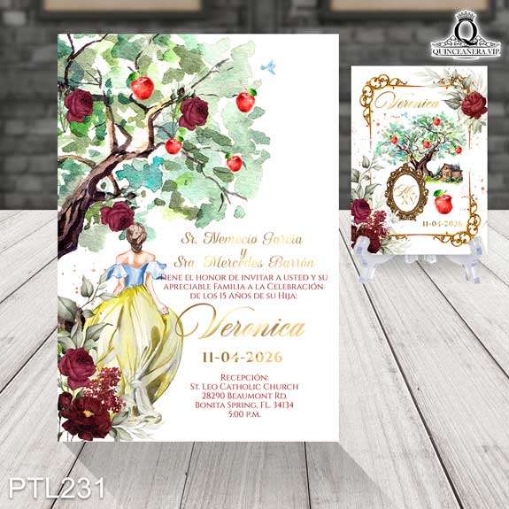Invitaciones de 15 años de la Princesa Blanca Nieves - PTL231