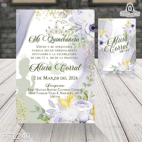 Invitaciones de 15 años de la Princesa y el Sapo - PTL240