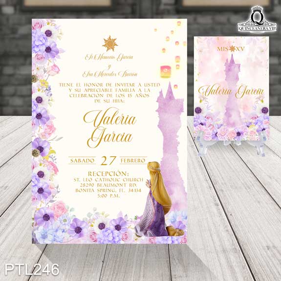 Invitaciones de Quinceañera de Rapunzel - PTL246