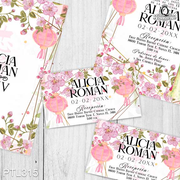 Invitaciones de la princesa Mulán para Quinceañera - PTL315